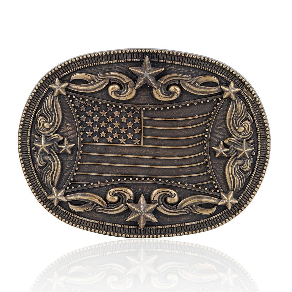 6312 Cowboy Belt Buckle Western Buckle Groomsman Rodeo American Flag Belt